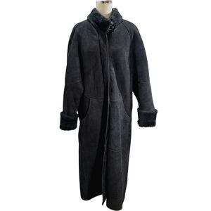 Vintage Peter Caruso Hand Stitched Suede Coat - Fur Collar And Lining Size 10